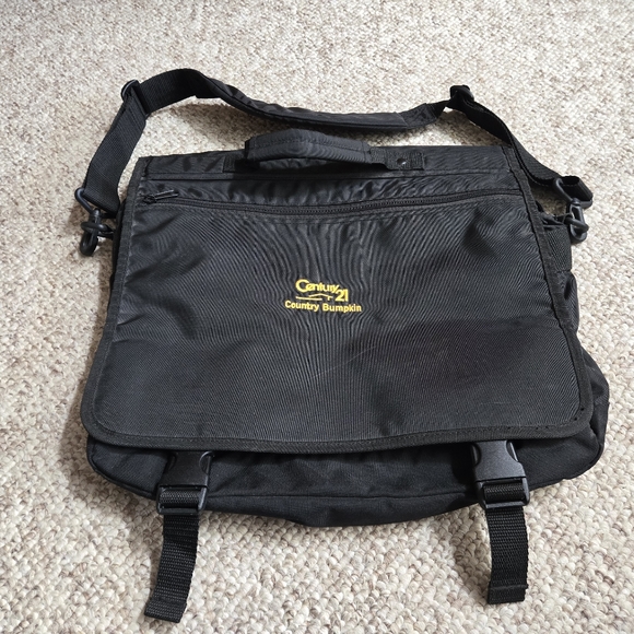 Lands End Century 21 RE Country Bumpkin Black Nylon Attache Laptop Briefcase - Picture 1 of 16